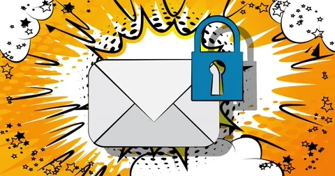 Sending encrypted E-Mail protection secure mail internet symbol. Motion poster Stock Footage 163694411