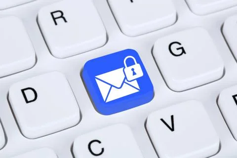 Sending encrypted E-Mail protection secure mail via internet Stock Illustration