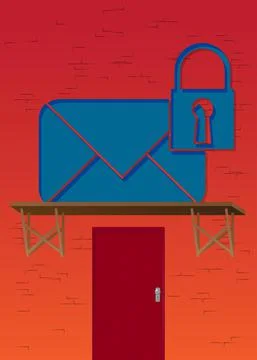 Sending encrypted E-Mail protection blue secure mail internet symbol with fro Stock Illustration