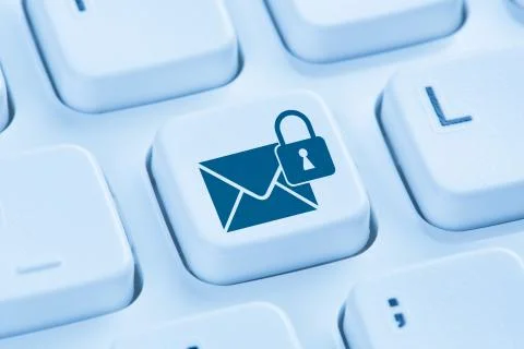 Sending encrypted E-Mail protection secure mail internet blue computer keyboa Stock Photos