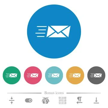 Sending express mail solid flat round icons Stock Illustration