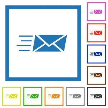 Sending express mail solid flat framed icons Illustrazione stock