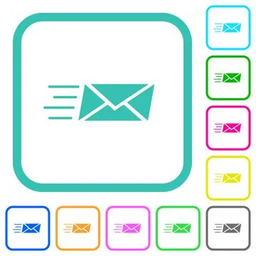 Sending express mail solid vivid colored flat icons Stock Illustration