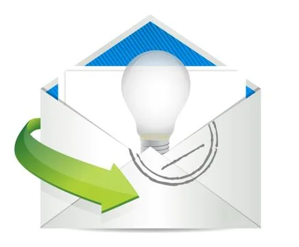 Sending an idea, open envelope Stock Illustration