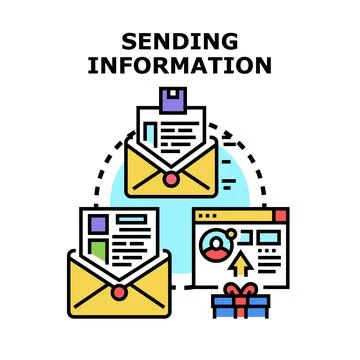 Sending information concept delivering digital email newsletter Stock Illustration