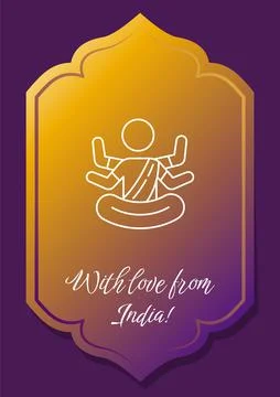 Sending love from India postcard with linear glyph icon Stock Illustration