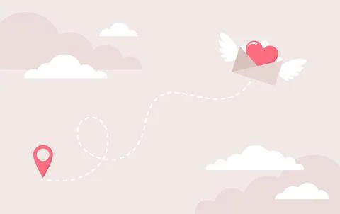 Sending a love letter. Flat vector illustration Stock Illustration