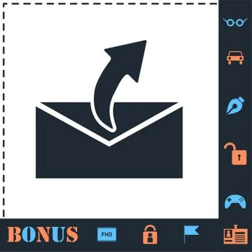 Sending mail icon flat Stock Illustration