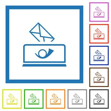 Sending mail outline flat framed icons 스톡 일러스트