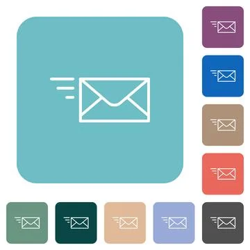 Sending mail outline rounded square flat icons 스톡 일러스트
