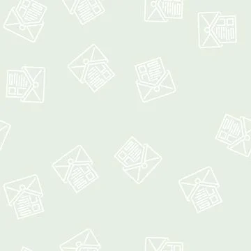 Sending mail report line seamless pattern Illustrazione stock