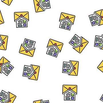 Sending mail report vector seamless pattern Stock Illustration
