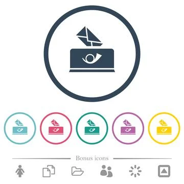 Sending mail solid flat color icons in round outlines Stock Illustration