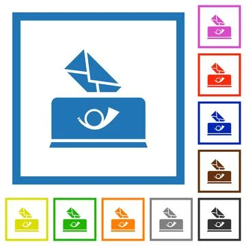 Sending mail solid flat framed icons Illustrazione stock