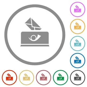 Sending mail solid flat icons with outlines Illustrazione stock