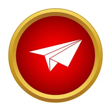 Sending message icon displaying paper plane in red button Stock Illustration