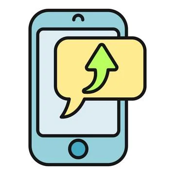 Sending message on smartphone screen with upload icon Stock Illustration