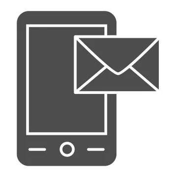 Sending message solid icon. Smartphone and envelope letter, mail receive symbol Stock Illustration