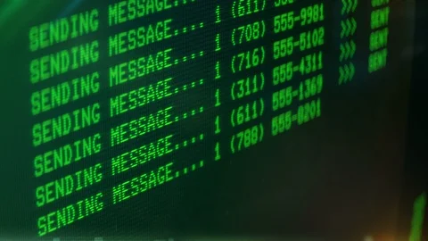 Sending message text on screen, phone data records, spyware, commercial spying Stock Footage 108531508