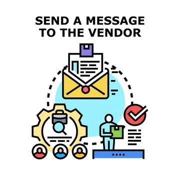 Sending message to vendor for customer communication Stock Illustration