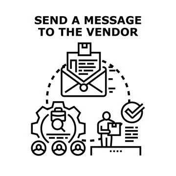 Sending message to vendor for customer communication Stock Illustration