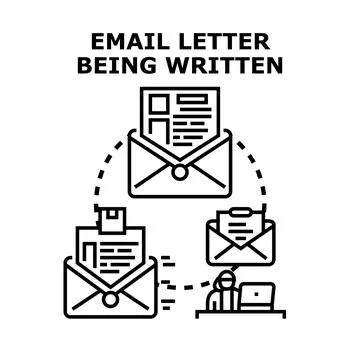 Sending messaging emails communicating information online global Stock Illustration