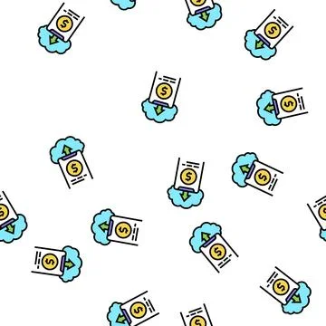 Sending money electronic cloud vector seamless pattern 스톡 일러스트