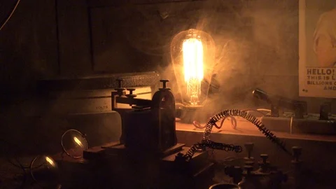 Sending Morse Code, swirling smoke and short circuit electrical lights Stock Footage 99700114