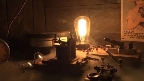 Sending Morse Code, wiring fire and smoke, slider dolly Stock Footage 99701836