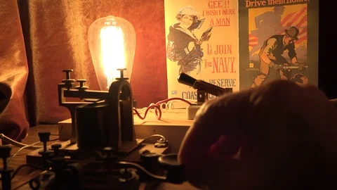 Sending Morse Code, World War propaganda  Stock Footage 99592200