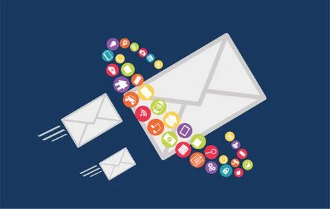 Sending multimedia message. Email Stock Illustration