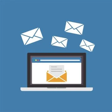 Sending or receiving email. Email marketing. Stock Illustration