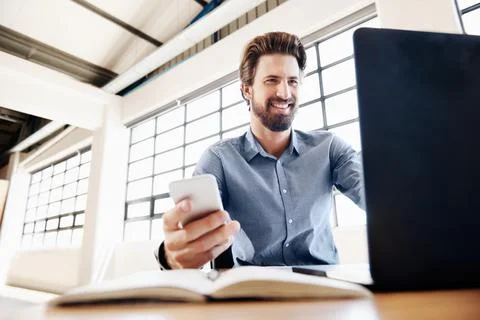 Sending out positive text updates Stock Photos