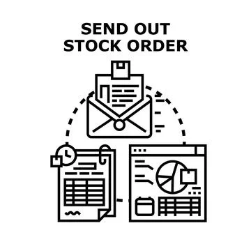 Sending out stock order document with financial data Illustrazione stock