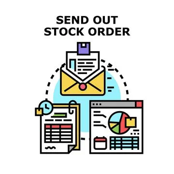 Sending out stock order document with financial data Stockillustratie