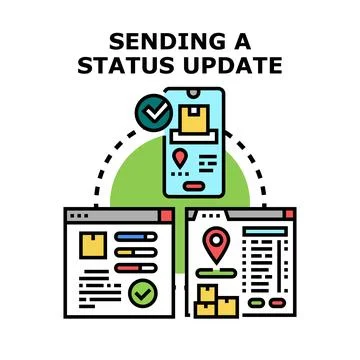 Sending a status update for delivery logistics Stock Illustration