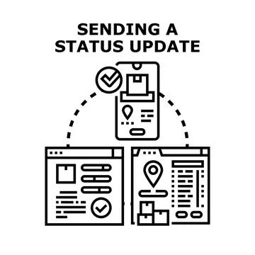 Sending a status update for delivery logistics 库存插图