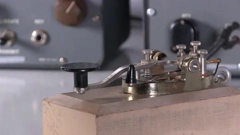 Sending telegraph morse code Stock Footage 84011388