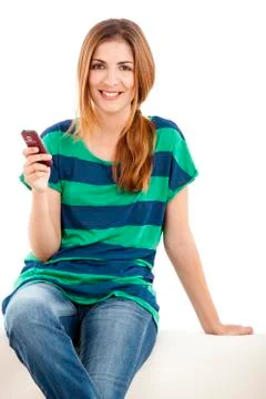 Sending text message Stock Photos