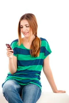 Sending text message Stock Photos