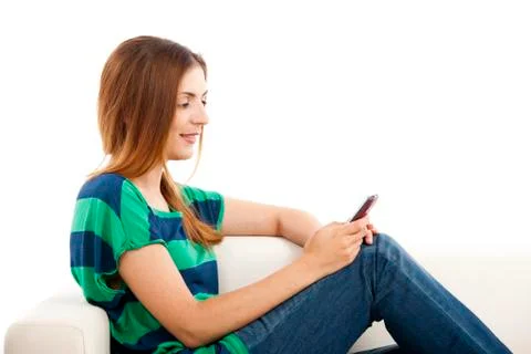 Sending text message Stock Photos