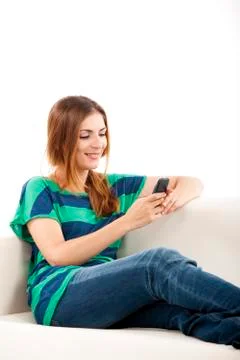 Sending text message Stock Photos