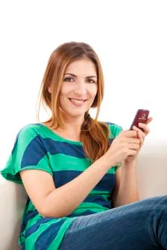 Sending text message Stock Photos