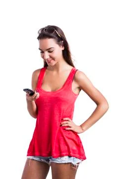 Sending a text message Stock Photos