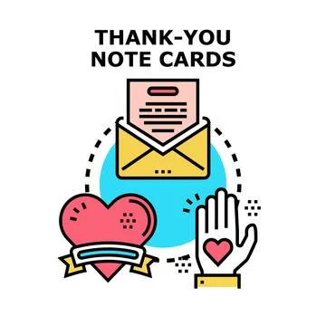 Sending thank you notes receiving messages of gratitude Stock Illustration