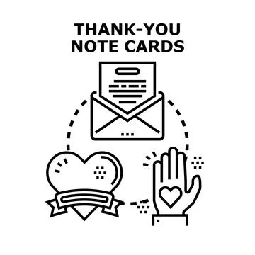 Sending thank you notes receiving messages of gratitude Stock Illustration