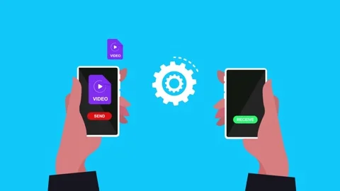 Sending video from one mobile device to another mobile device Video stock 241073443