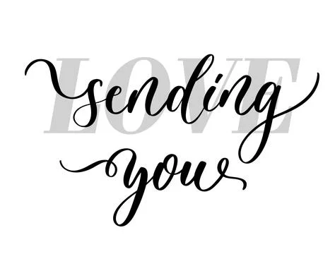 Sending You Love Decorative Cursive Typography Illustration Stock Illustration