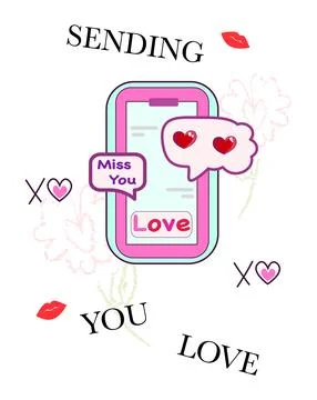Sending you love. Vector romantic illustration Stock Illustration