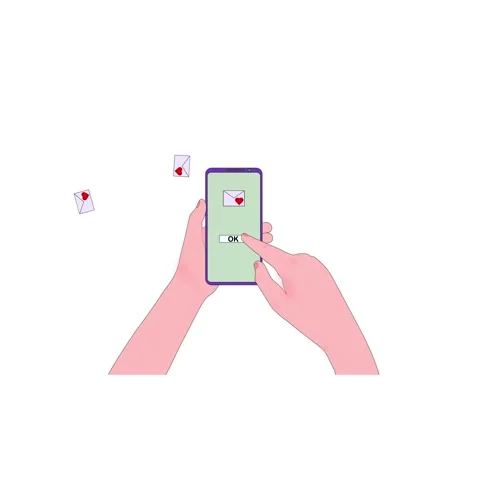Sends a love message on the phone Stock Footage 147084735